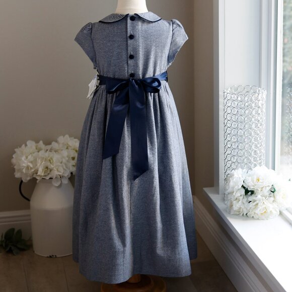 Navy Herringbone Dress Bailey Boys Classics Girl's Size 7 New With Tags - Picture 3 of 4